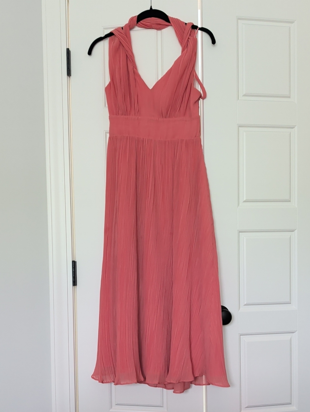 Express Coral Pleated V-Neck Maxi Dress